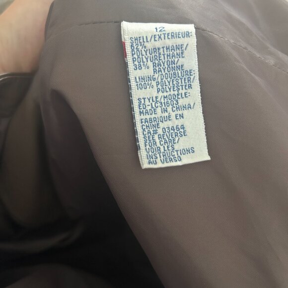 Ricki’s Dark Taupe Vegan Leather Moto Jacket Sz 12 Biker Fitted Lined Zip Pocket - Picture 5 of 5